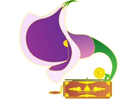 Abstract image of an old player with a flower instead of the horn.のイラスト素材