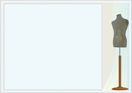 Fancy background. Mannequin on a stand against the curtain of blue materialのイラスト素材