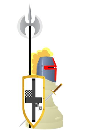 Chessmen styled medieval knights. Illustration on a white background.のイラスト素材