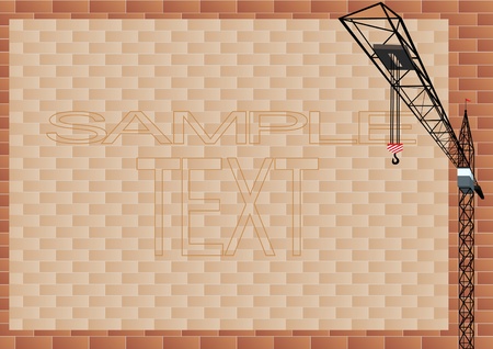 Illustration depicting a construction crane in front of a brick wallのイラスト素材
