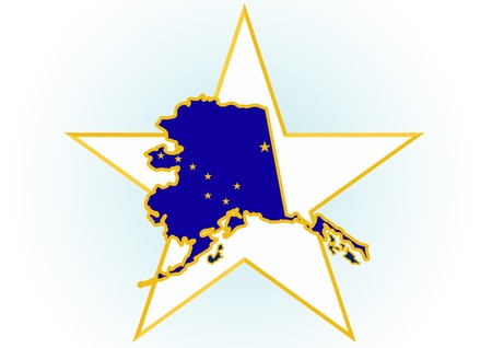 The illustration on white background. Coat of Arms and the border state in the U.S. against the background stars.のイラスト素材