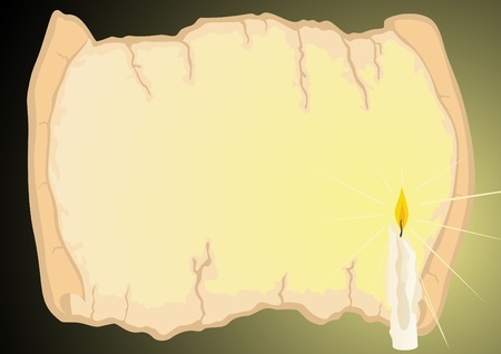 Burning candle wax on the background of old papyrusのイラスト素材