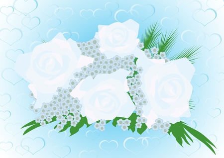 Wedding flowers on a background of abstract heartsのイラスト素材