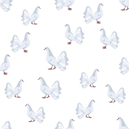 Seamless background of white doves. The illustration on white background.のイラスト素材