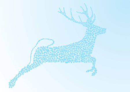 Abstract winter background with a picture of a deer snowflakesのイラスト素材