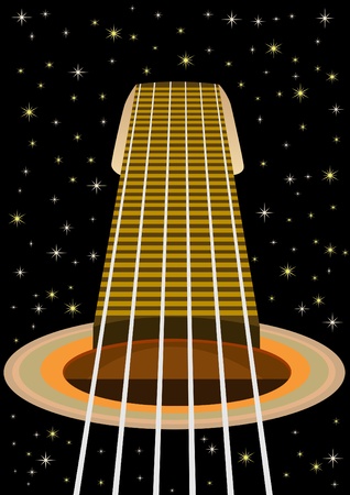Musical instrument. An abstract image of the guitar and the night skyのイラスト素材