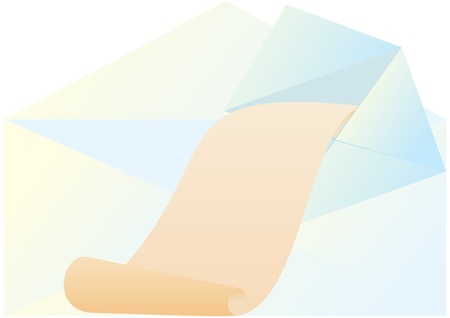 Mailing envelope for mail and scroll of paper on which you can place your text.のイラスト素材