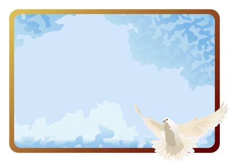 Bird on a background frame of the sky with cloudsのイラスト素材