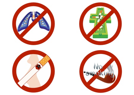Signs prohibiting smoking of tobacco on the prohibitory signのイラスト素材