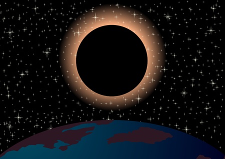 The solar eclipse in the night skyのイラスト素材