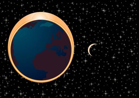 Sunrise over the Earth in the night skyのイラスト素材