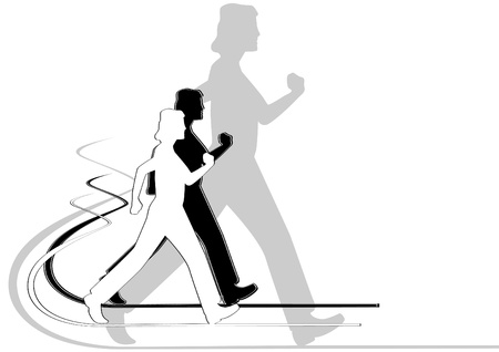 An abstract image of a person engaged in race walking. The illustration on a white background.のイラスト素材