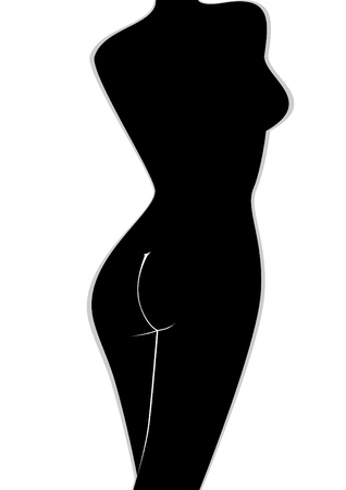 The contour of the female figure. Black and white illustrationのイラスト素材