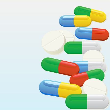 Medicines and drugs on a blue backgroundのイラスト素材