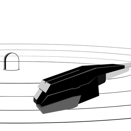 An abstract image of the music of the plate and pickup. The illustration on a white background.