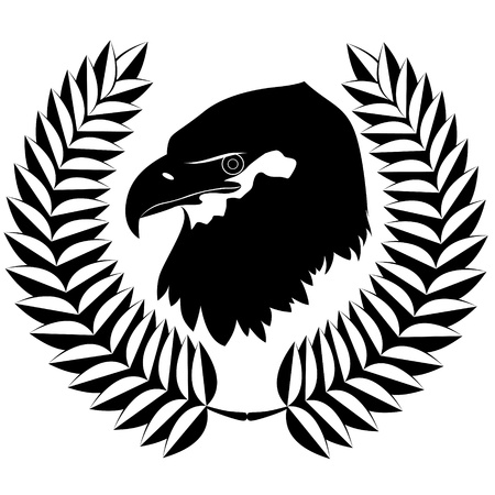The head of an eagle and olive wreath. The illustration on a white background.のイラスト素材