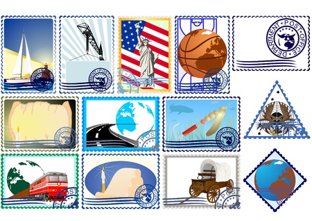 A set of postage stamps  The illustration on a white background のイラスト素材