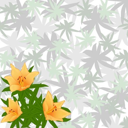 Bouquet of flowers on a background of leaves  The illustration on a white background のイラスト素材