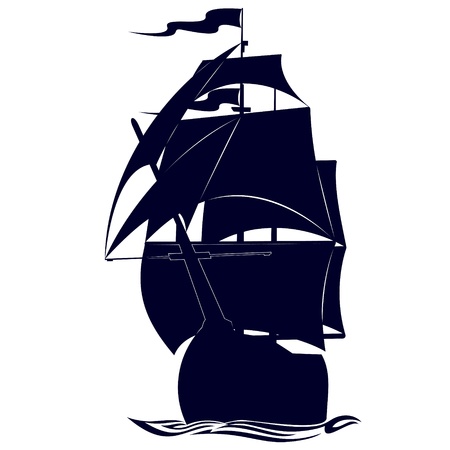 Old sailing ship. Illustration on white background.のイラスト素材