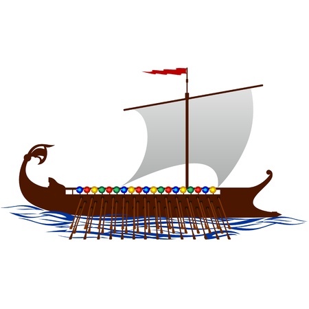 Old sailing ship  Illustration on white background のイラスト素材