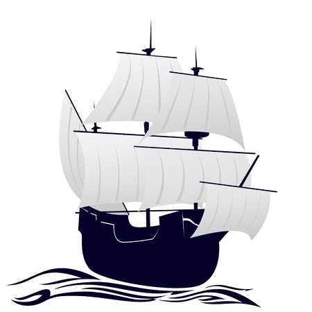 Old sailing ship  Illustration on white background のイラスト素材