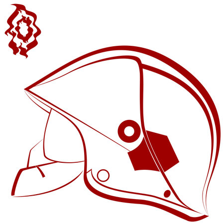 Modern helmet of the fireman and abstract fire  An illustration on a white background のイラスト素材