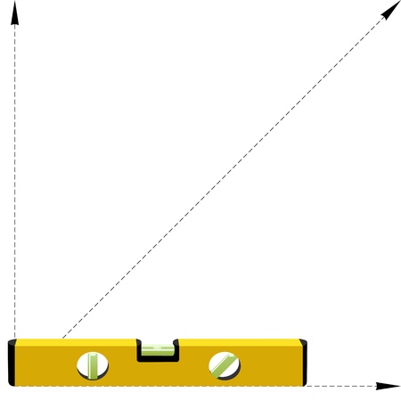 Builders level. Device for checking the vertical and horizontal levels. Illustration on white background.のイラスト素材