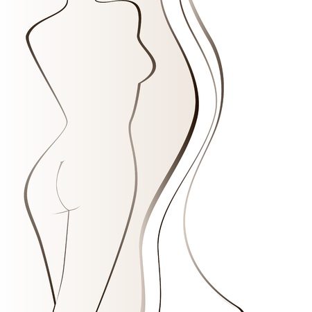 The contours of the female body. Abstract illustration on a white background.のイラスト素材