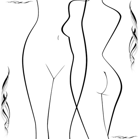 The contours of the female body. Abstract illustration on a white background.のイラスト素材