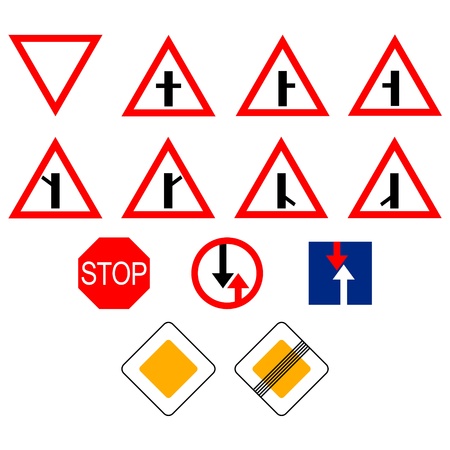 Set of traffic signs. The illustration on a white background.のイラスト素材