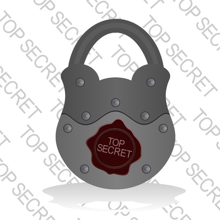 Padlock and wax seal with the words  Top Secret   The illustration on a white background のイラスト素材