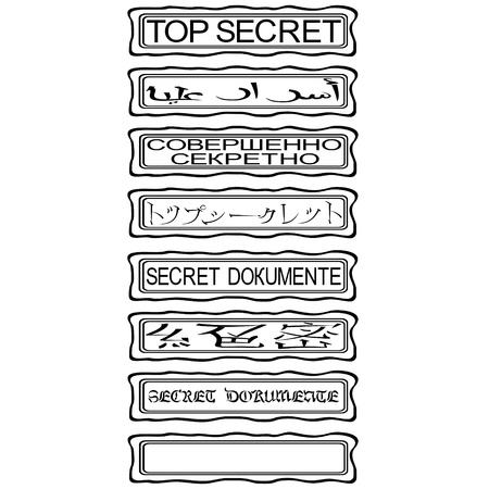 Reprints Print  Top Secret  in different languages  The illustration on a white background のイラスト素材