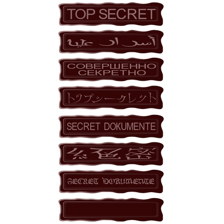 Reprints Print  Top Secret  in different languages  The illustration on a white background のイラスト素材