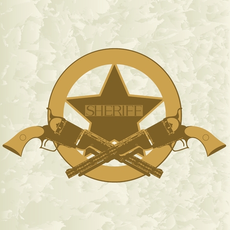 Sheriff star and two old gun  The illustration on a white background のイラスト素材
