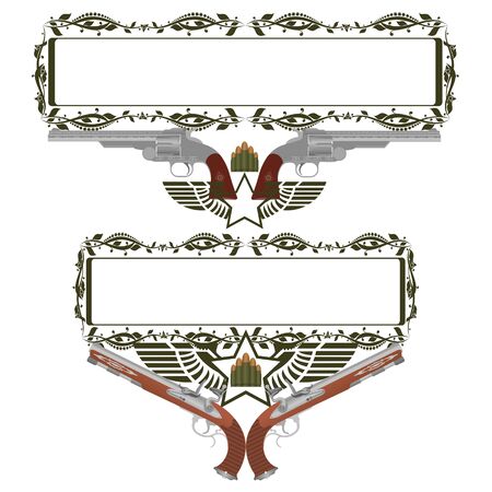 Badges with firearms  The illustration on a white background のイラスト素材