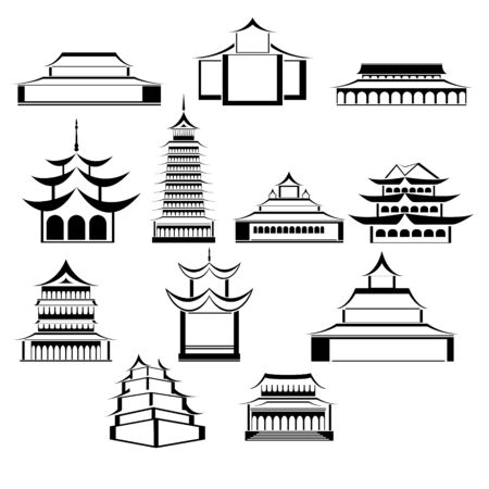 Contour abstract image of houses  The illustration on a white background のイラスト素材