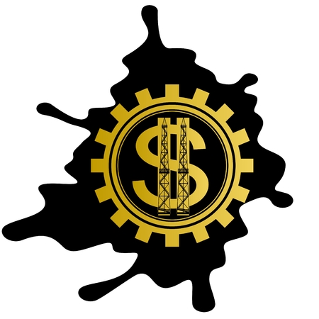 Dollar sign on background cog oil puddles  Illustration on white background のイラスト素材