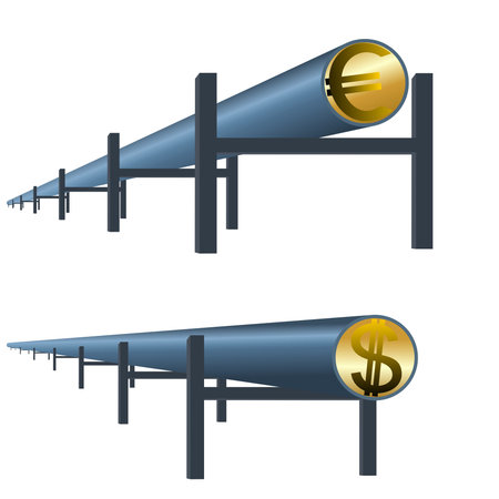 The pipeline highway money. Pipeline to pump natural gas. Illustration on white background.のイラスト素材