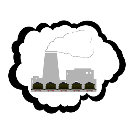 Contour and plant trolleys with coal  Illustration on white background のイラスト素材