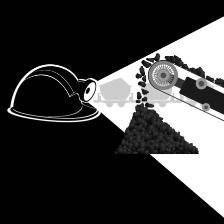 Coal against the light from the miners helmetsのイラスト素材