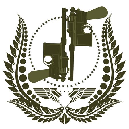 Icon with a firearm  The illustration on a white background のイラスト素材