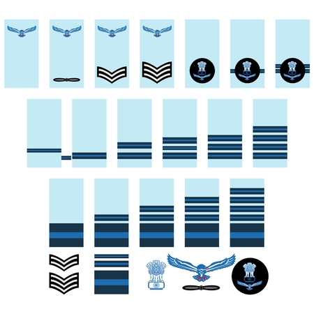 Military ranks and insignia of the world. Illustration on white background.のイラスト素材