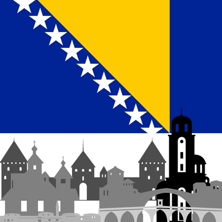 State flags and architecture of the country. Illustration on white background.のイラスト素材