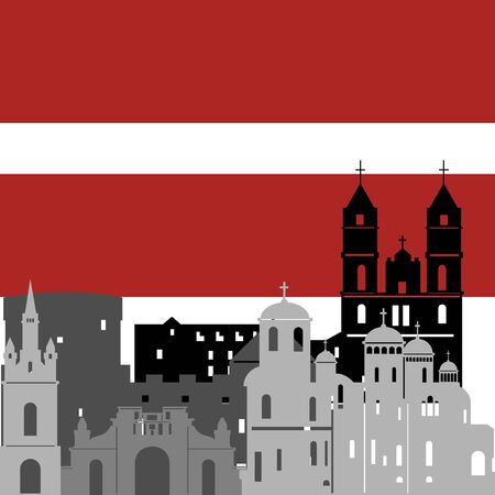State flags and architecture of the country. Illustration on white background.のイラスト素材
