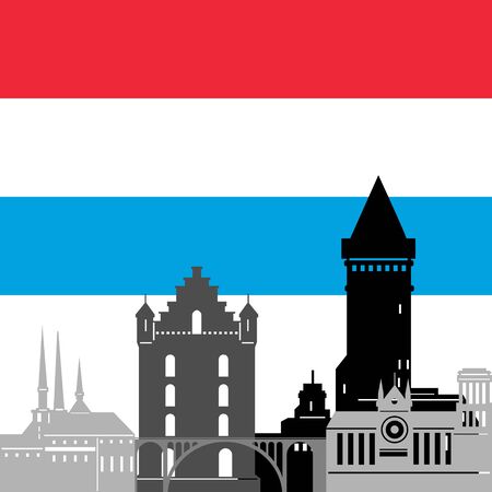 State flags and architecture of the country. Illustration on white background.のイラスト素材