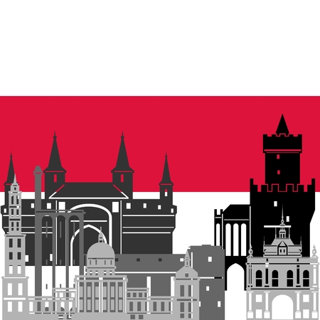 State flags and architecture of the country. Illustration on white background.のイラスト素材