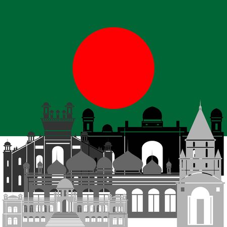 State flags and architecture of the country. Illustration on white background.のイラスト素材