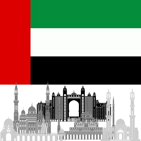 State flags and architecture of the country. Illustration on white background.のイラスト素材