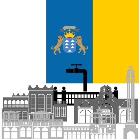 State flags and architecture of the country. Illustration on white background.のイラスト素材