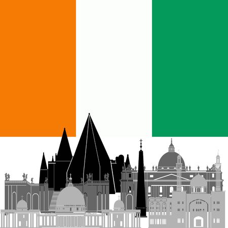 State flags and architecture of the country. Illustration on white background.のイラスト素材